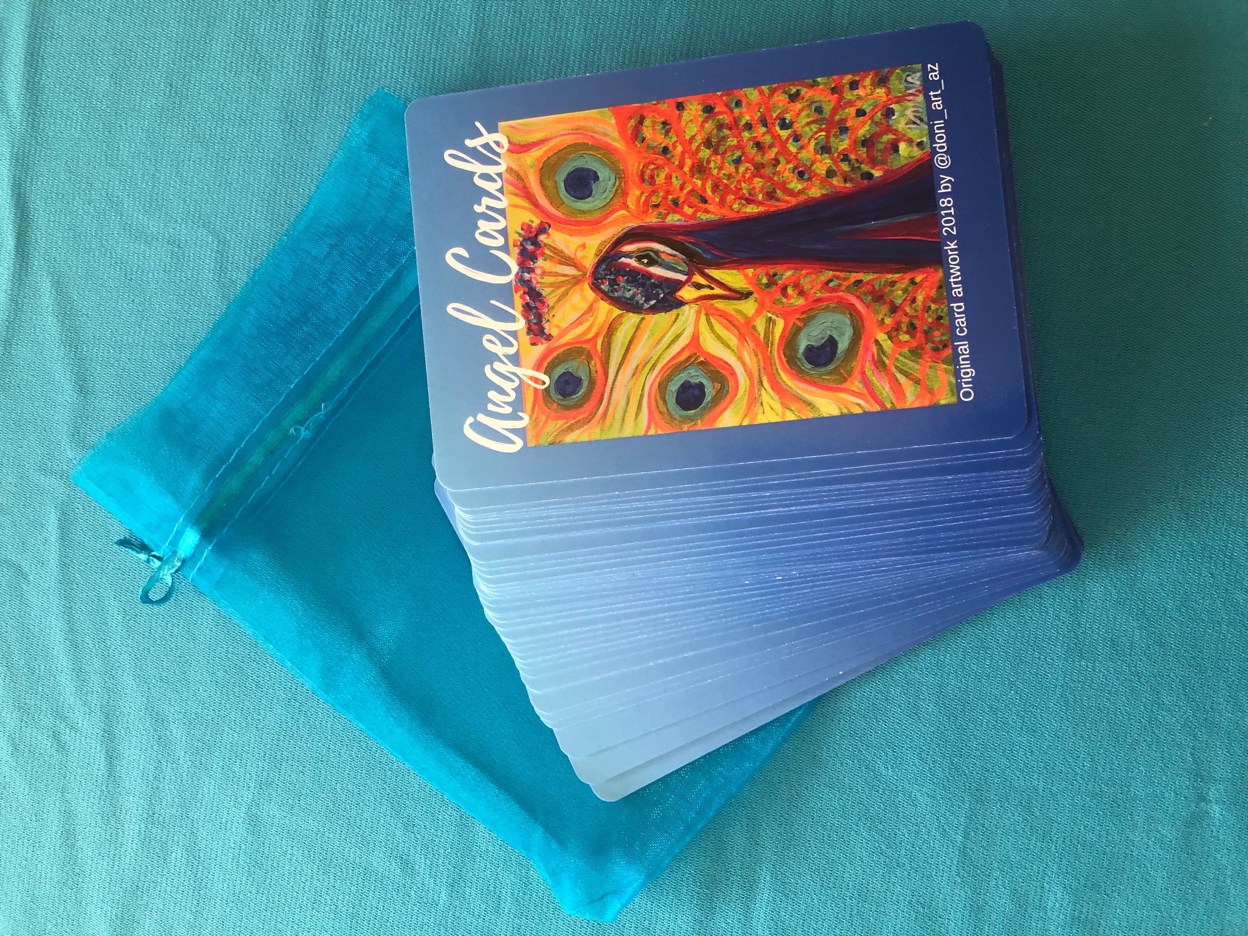Empowerment Blue Peacock Angel Cards